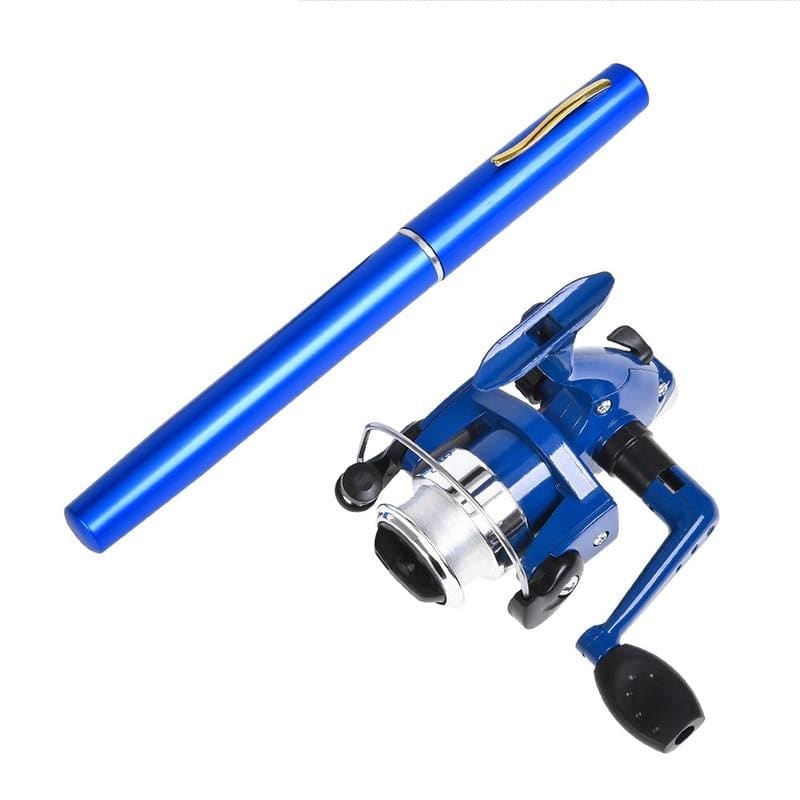 Mini Stylo Canne Ă PĂȘche TĂ©lescopique de Poche Bleu / Grand