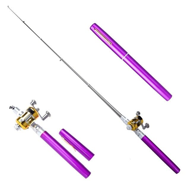 Mini Stylo Canne Ă PĂȘche TĂ©lescopique de Poche Violet